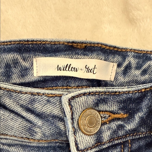 Classic Blue Distressed Women's Straight Leg Jeans - Picture 2 of 4